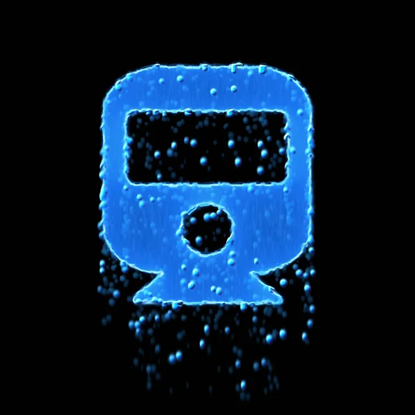 Wet symbol train is blue. Water dripping — 스톡 사진