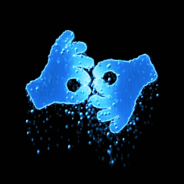 Símbolo molhado A interpretação da linguagem de sinais é azul. Gotejamento de água — Fotografia de Stock