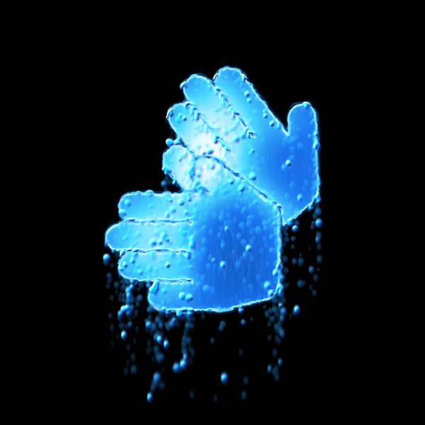 Mokry symbol języka migowego jest niebieski. Kapanie wodą — Zdjęcie stockowe