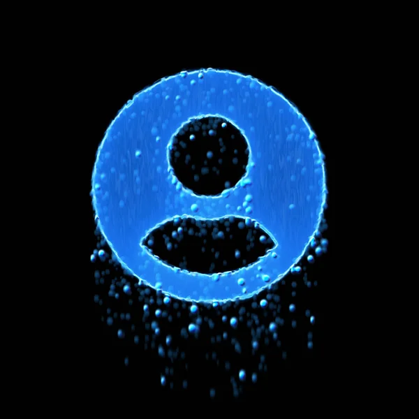 ぬれたシンボルユーザーサークルは青です。滴る水 — ストック写真
