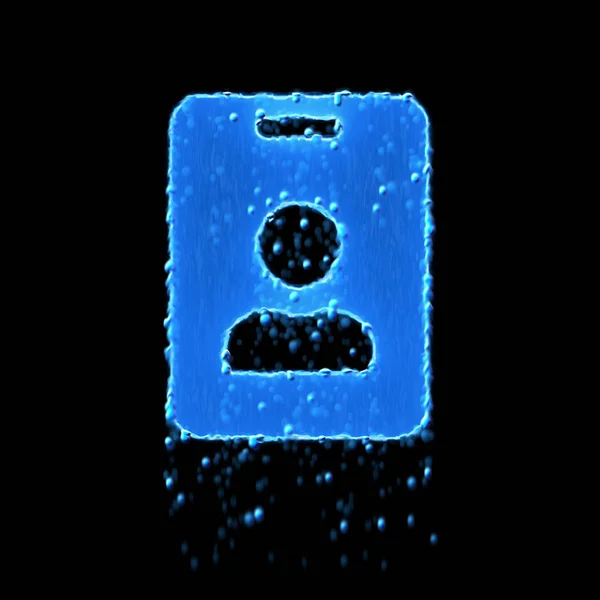 Wet symbol id badge is blue. Water dripping — 스톡 사진