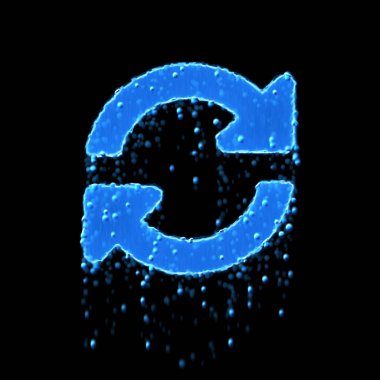 Wet symbol sync  is blue. Water dripping 