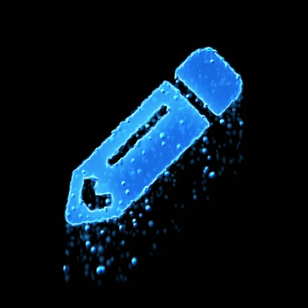 Nasser Symbolstift ist blau. Wasser tropft — Stockfoto
