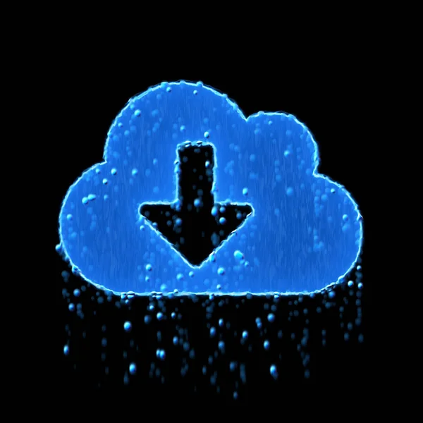 Wet download de nuvem símbolo é azul. Gotejamento de água — Fotografia de Stock