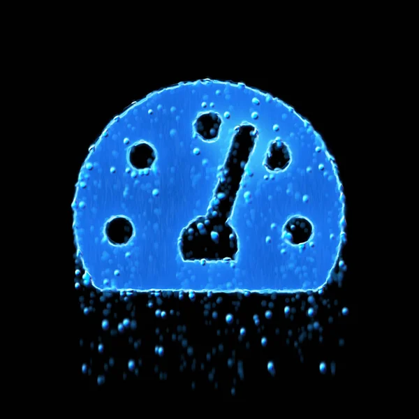 A nedves szimbólum sebességmérője kék. Csöpög a víz — Stock Fotó