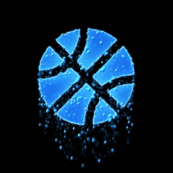 Natte symbool basketbal bal is blauw. Druppelend water — Stockfoto