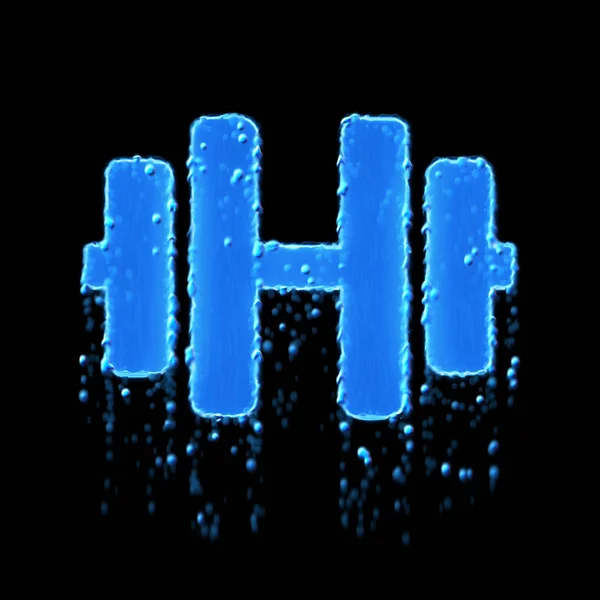 Wet symbol dumbbell is blue. Water dripping — 스톡 사진