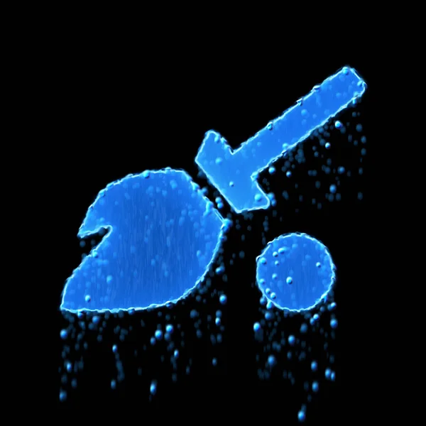 ぬれたシンボルのほうきは青いです。滴る水 — ストック写真