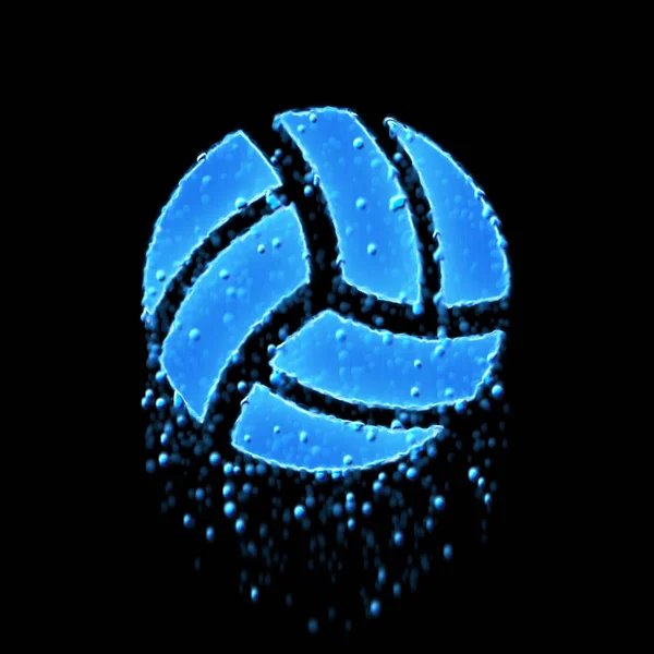 La bola de voleibol de símbolo húmedo es azul. Goteo de agua —  Fotos de Stock