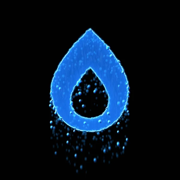 Wet symbol burn is blue. Water dripping — Stock Photo, Image