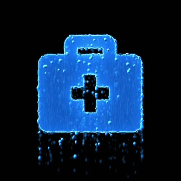 La valigetta con simbolo bagnato medica è blu. Gocciolamento d'acqua — Foto Stock