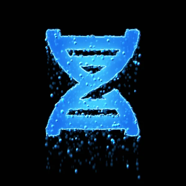 Мокрый символ ДНК синий. Капание воды — стоковое фото