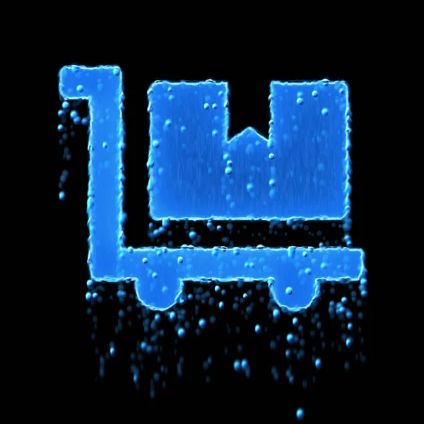 Símbolo molhado dolly flatbed é azul. Gotejamento de água — Fotografia de Stock