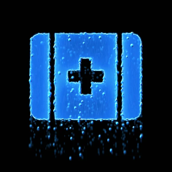 Nedves szimbólum elsősegély kék. Csöpög a víz — Stock Fotó