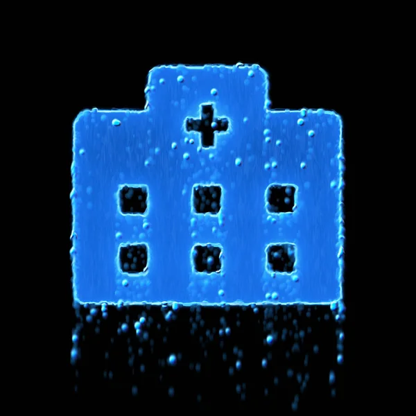 A nedves szimbólum kórház kék. Csöpög a víz — Stock Fotó