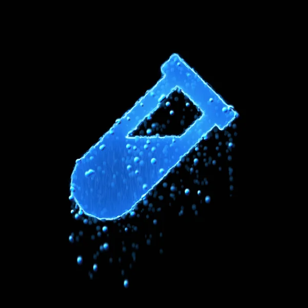 Wet symbol vial is blue. Water dripping — 스톡 사진