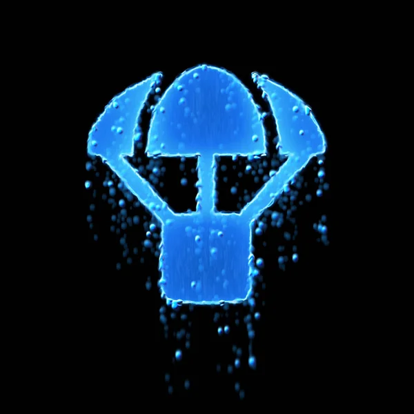 Wet symbol parachute box is blue. Water dripping — 스톡 사진