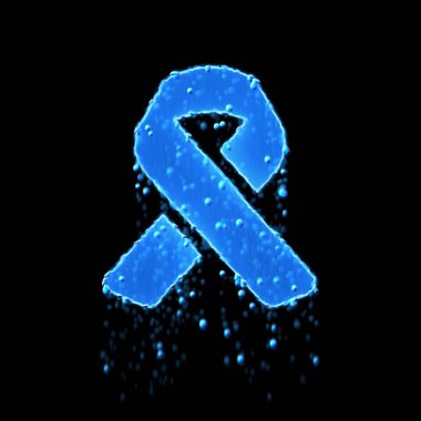 Islak sembol kurdelesi mavi. Su damlıyor. 