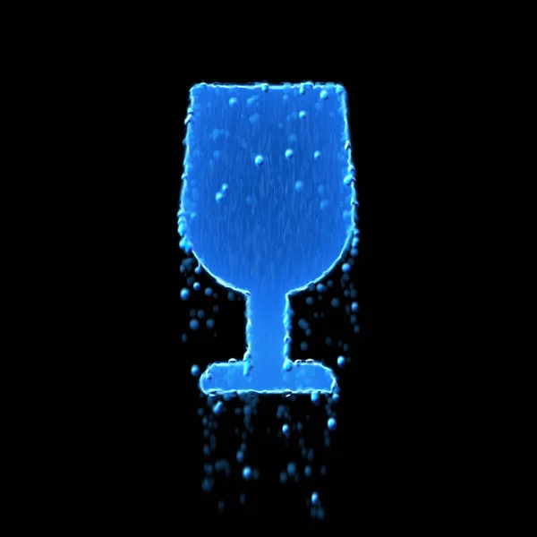 Mokry symbol kieliszek do wina jest niebieski. Kapanie wodą — Zdjęcie stockowe
