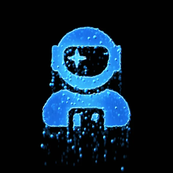 Wet symbol user astronaut is blue. Water dripping — 스톡 사진