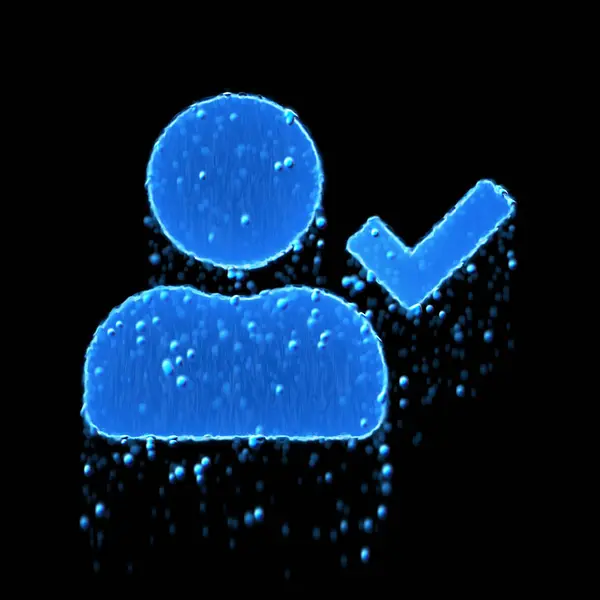 Comprobación de usuario de símbolo húmedo es azul. Goteo de agua —  Fotos de Stock