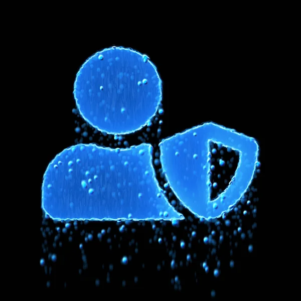 Wet symbol user shield is blue. Water dripping — 스톡 사진