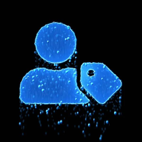 La etiqueta de usuario del símbolo húmedo es azul. Goteo de agua —  Fotos de Stock