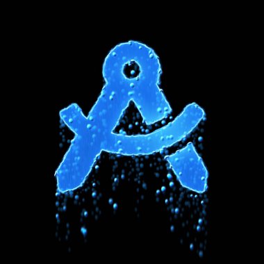 Islak sembol taslak pusula mavi. Su damlıyor. 