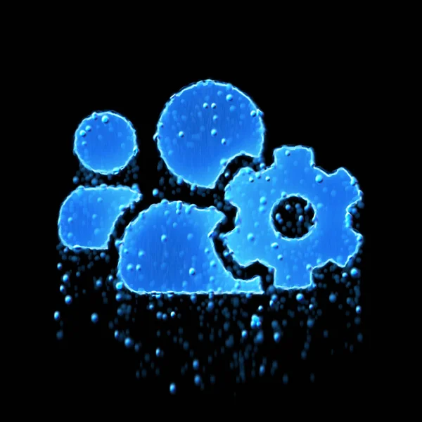 Wet symbol users cog is blue. Water dripping — 스톡 사진