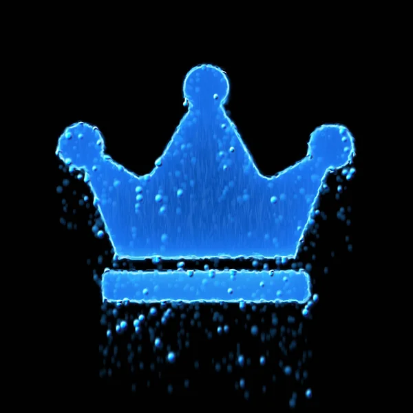 La corona con simbolo bagnato è blu. Gocciolamento d'acqua — Foto Stock