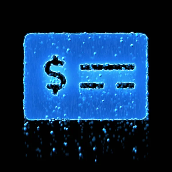 Mokry symbol pieniądze czek dolar jest niebieski. Kapanie wodą — Zdjęcie stockowe