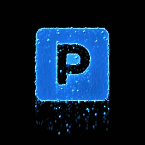 Wet symbol parking is blue. Water dripping — 스톡 사진
