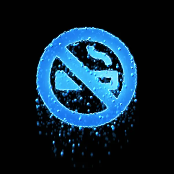 Islak sembol sigara yasağı mavidir. Su damlıyor. — Stok fotoğraf