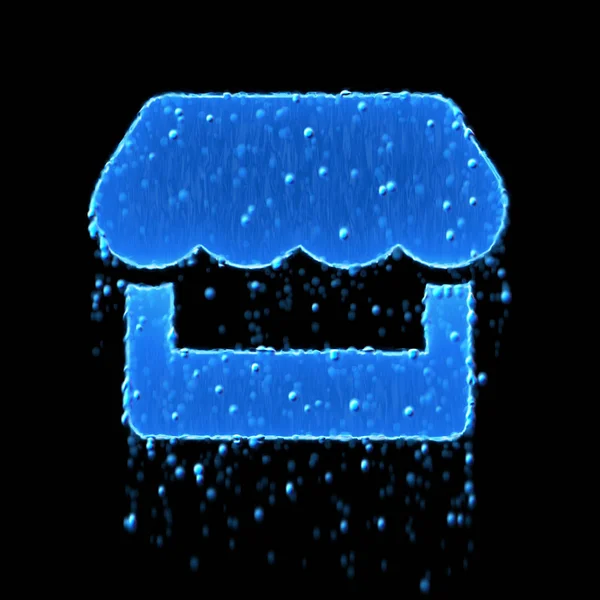A loja de símbolos molhados é azul. Gotejamento de água — Fotografia de Stock