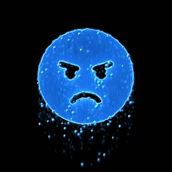 Υγρό σύμβολο το θυμωμένο συναίσθημα είναι μπλε. Στάζει νερό — Φωτογραφία Αρχείου