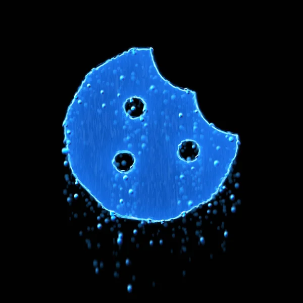Nedves szimbólum süti harapás kék. Csöpög a víz — Stock Fotó