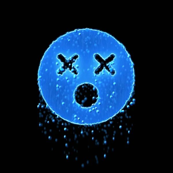 Nasses Symbol, dem schwindlig wird, ist blau. Wasser tropft — Stockfoto