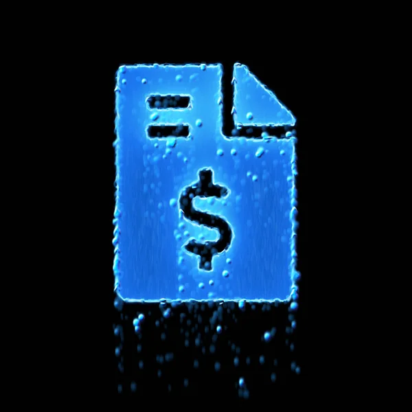 Wet symbol file invoice dollar is blue. Water dripping — 스톡 사진