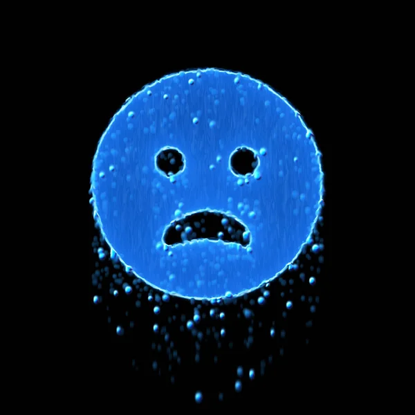 Wet symbol frown open is blue. Water dripping — Stock Photo, Image