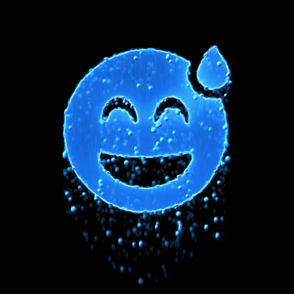 Símbolo húmedo rayo de sonrisa sudor es azul. Goteo de agua —  Fotos de Stock