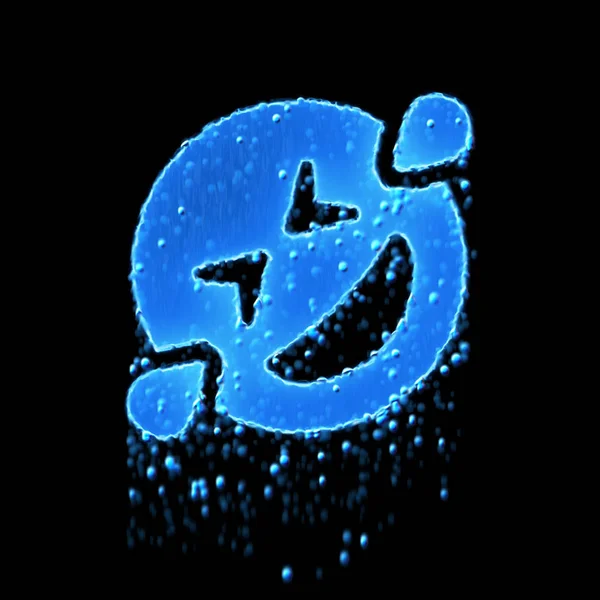 Wet symbol grin squint tears is blue. Water dripping — 스톡 사진