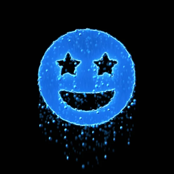 Wet symbol grin stars is blue. Water dripping — Stock Photo, Image