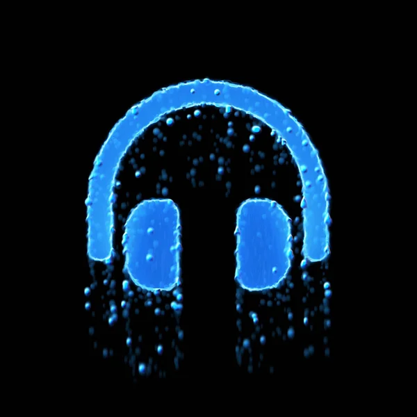 Nasssymbol Kopfhörer ist blau. Wasser tropft — Stockfoto