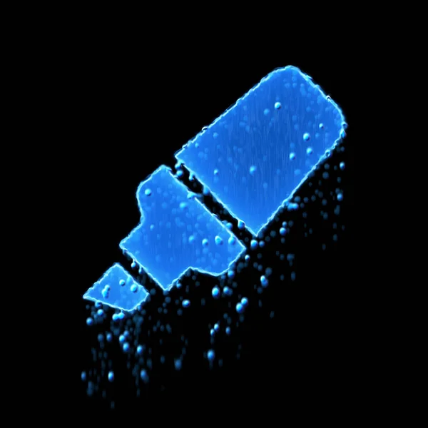 Nedves szimbólum kiemeli a kék. Csöpög a víz — Stock Fotó