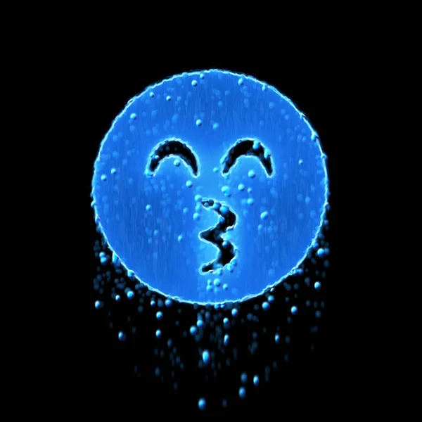 Wet symbol kiss beam is blue. Water dripping — 스톡 사진