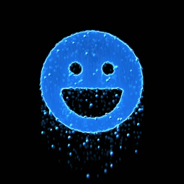 Wet symbol laugh is blue. Water dripping — 스톡 사진