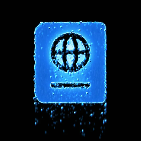 Wet symbol passport is blue. Water dripping — 스톡 사진