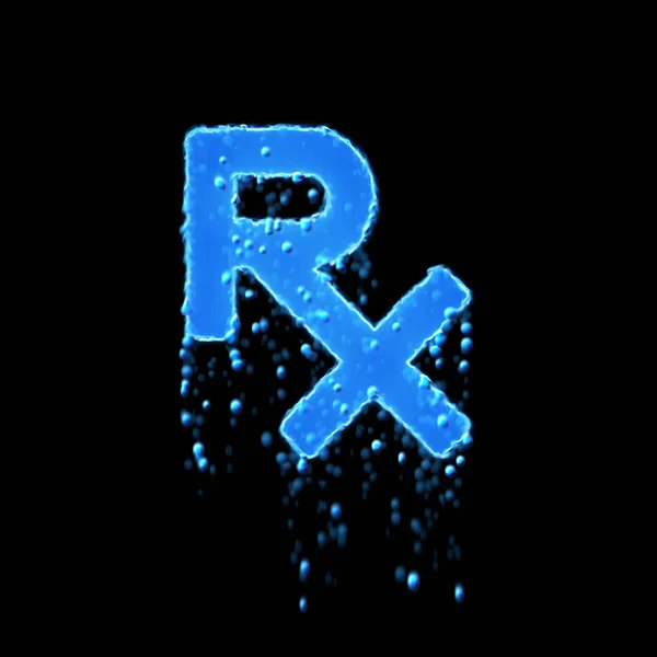 A prescrição do símbolo molhado é azul. Gotejamento de água — Fotografia de Stock