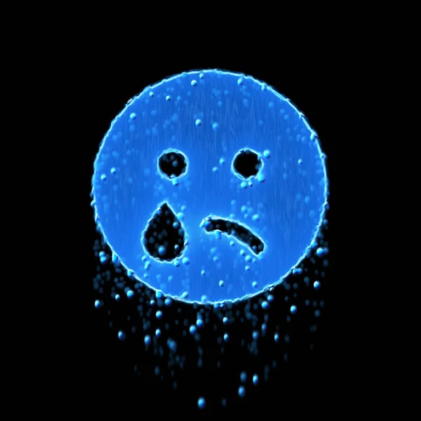 Mokry symbol smutnej łzy jest niebieski. Kapanie wodą — Zdjęcie stockowe