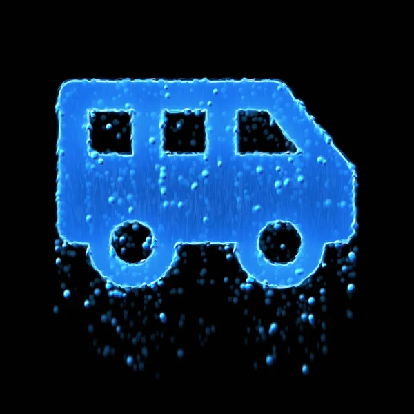 Het natte symbool shuttle busje is blauw. Druppelend water — Stockfoto